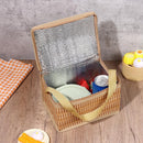 Keep Warm Insulated Lid and Handle Wicker Picnic Basket Rattan Bag Waterproof