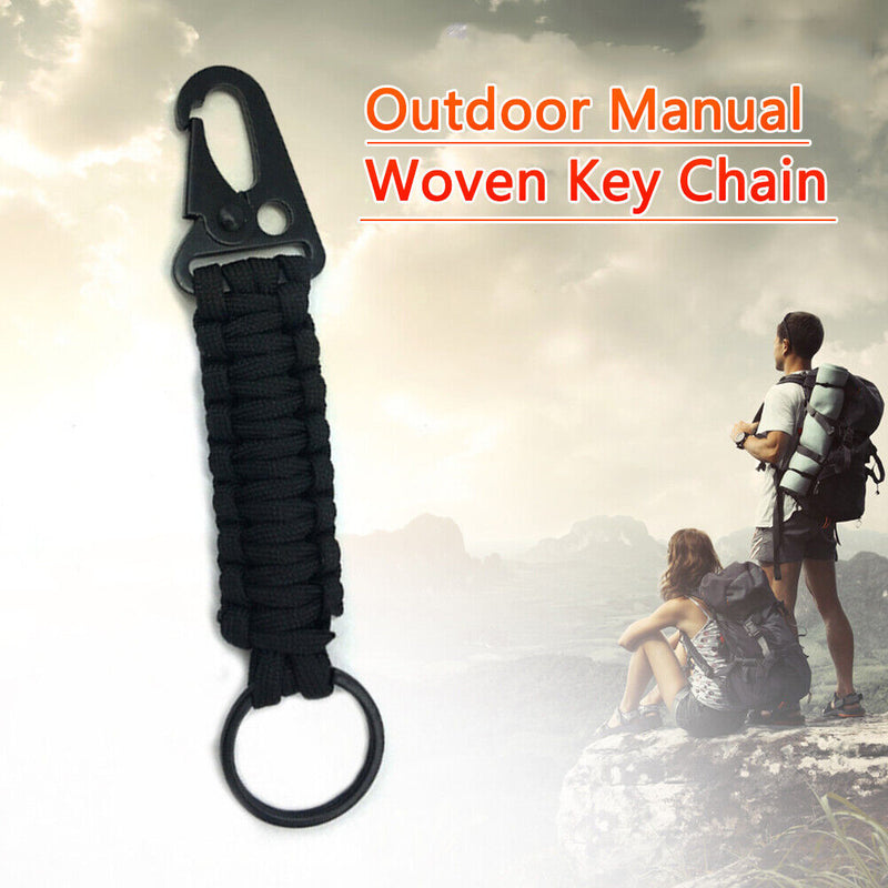 #A Camping Carabiner Hand-woven Keychain Rope Olecranon Buckle Camping Survival