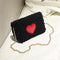 Winter Heart Small Bags Women Girls Chain Shoulder Messenger Bags (Black)