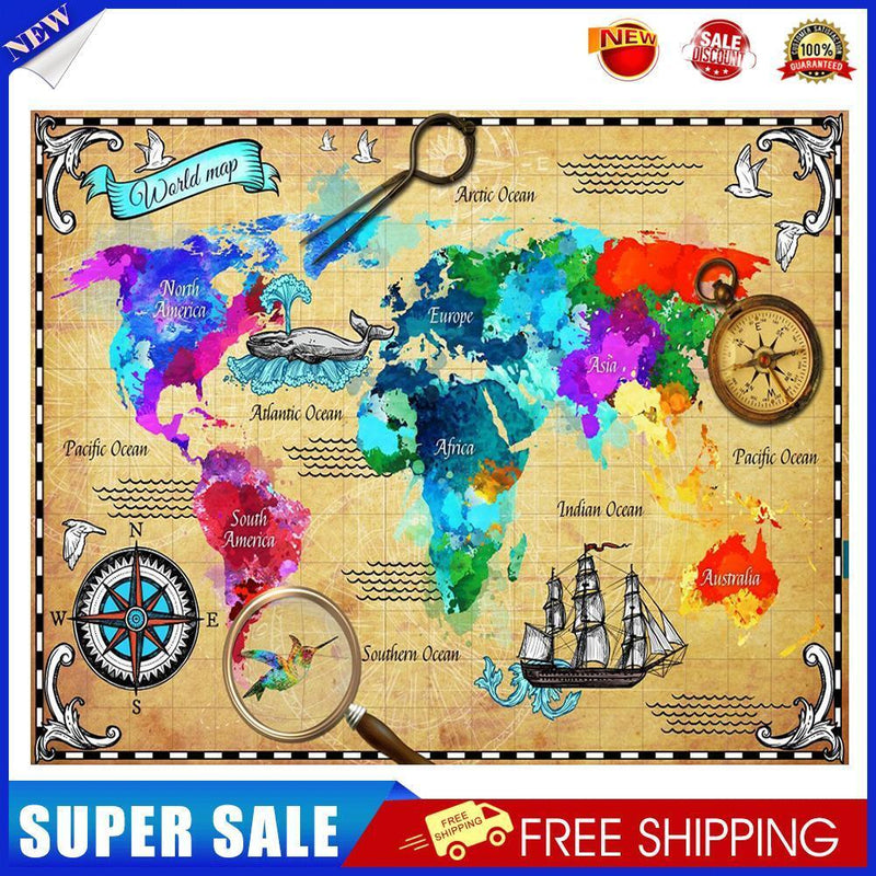 World Map Oil Paint By Numbers Kits Canvas Drawing DIY Coloring Picture Art