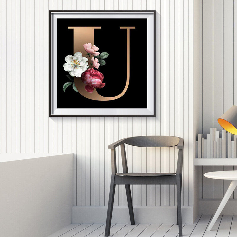 5D DIY Diamond Painting Letter U Full Round Drill Mosaic Kit Wall Picture