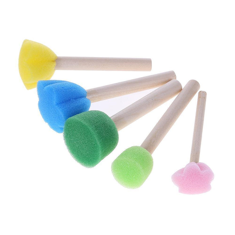 5pcs/set DIY Wooden Sponge Graffiti Painting Brushes for Kids Drawing Toys Newly