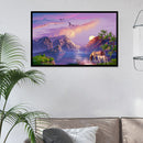 11CT Animal Two Horses Sunset Cross Stitch Printed Full Embroidery Kit Home Art