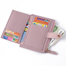 Women Fashion Solid Color Multi-slot Card Holder PU Leather Wallet (Purple)