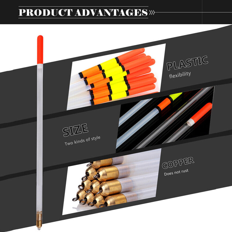 10pcs Clear Plastic Fishing Floats Transparent Pipe Tube Drift Fishing Tackle