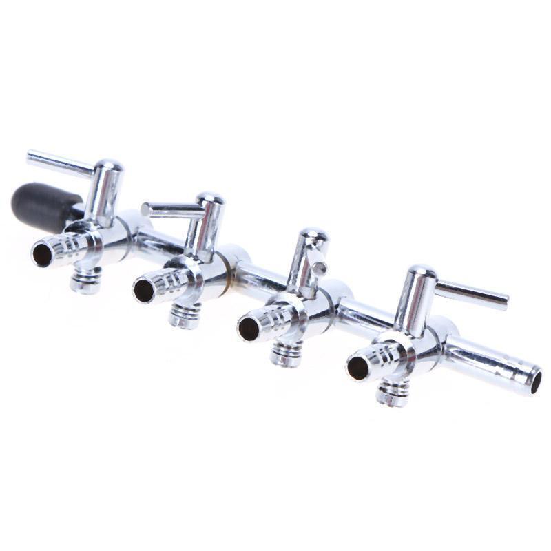 Air Flow Line Stainless Steel Control Valve Aquarium Pump Splitter(4-way) Newly