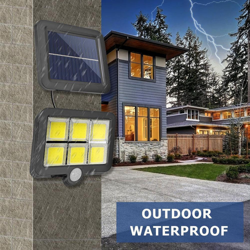2pcs COB 120LED Solar Motion Sensor Wall Light Outdoor Waterproof Yard Lamp