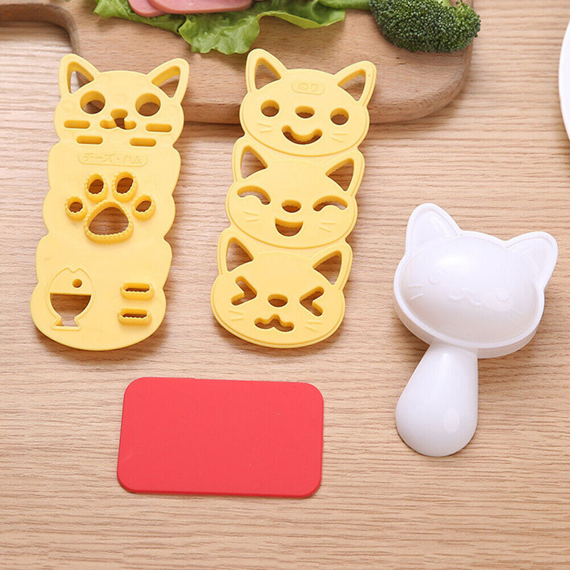 Cat Rice Ball Mould Onigiri Maker Set Cartoon Sushi Making Kitchen Tools