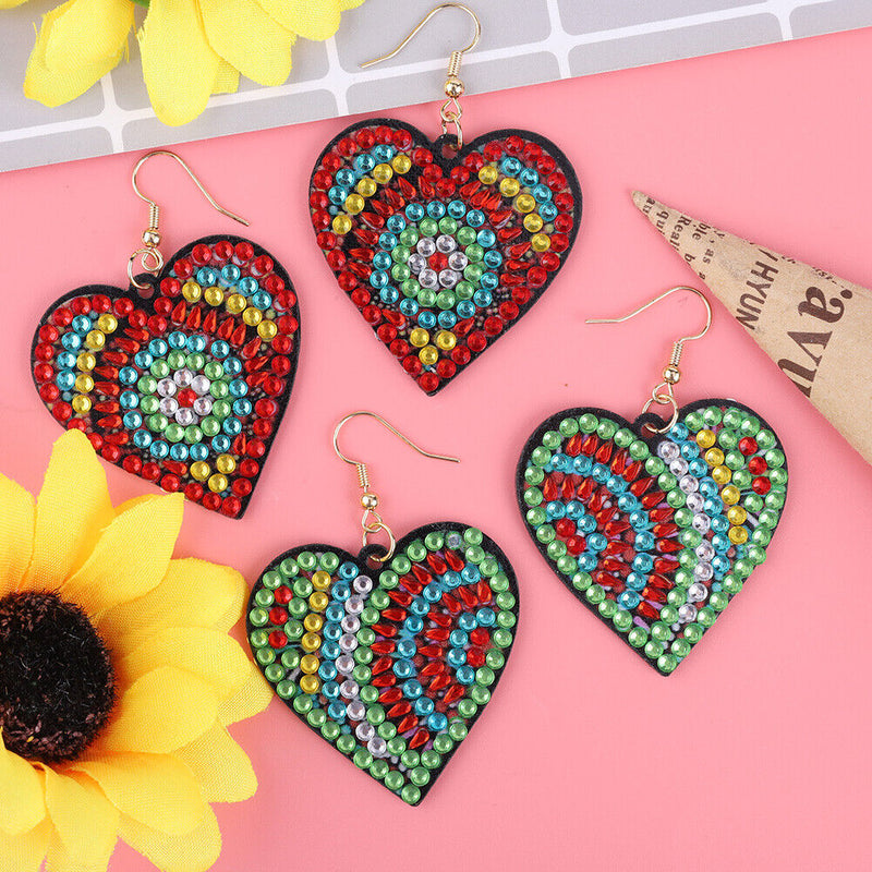 5D DIY Diamond Painting Earrings Double-sided Heart Drop Earrings (RZ016) Newly