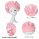 Women Night Sleep Hair Cap Double Layer Satin Silk Headwear Adjustable Night Hat