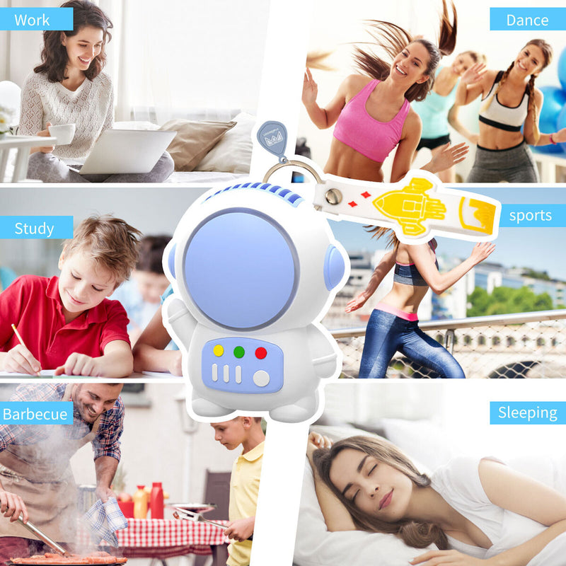 Mini Astronaut Fan USB Rechargeable Portable Bladeless Fan (Light Blue)