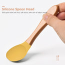 Baby Wooden Silicone Feeding Spoon Toddlers BPA-free Tableware (28) Newly