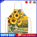 Sunflowers Linen Apron Waterproof Kitchen Cooking Bibs Pinafore (82x68cm)