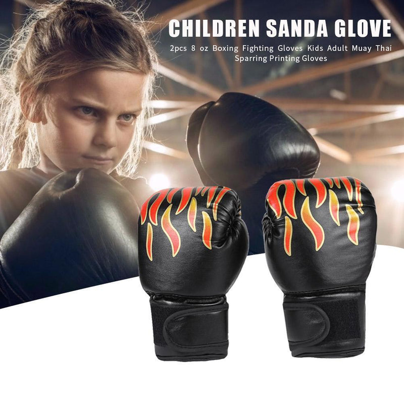 2pcs Boxing Fighting Gloves Kids Muay Thai Sparring Kickboxing Flame Gloves