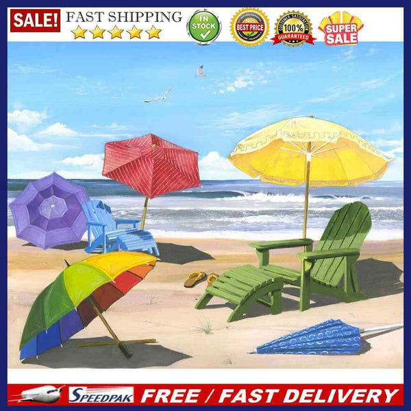 Beach Parasol Oil Paint By Numbers Kits DIY Handpainted on Canvas Wall Pictures