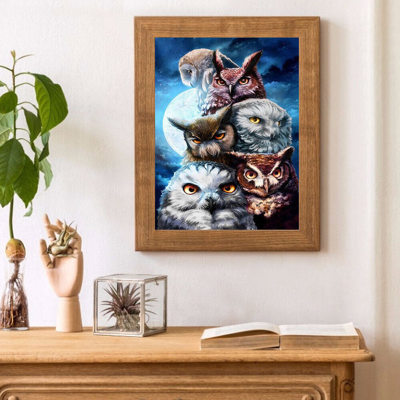 5D DIY Diamond Painting Owl Full Round Drill Mosaic Rhinestone Picture Home A
