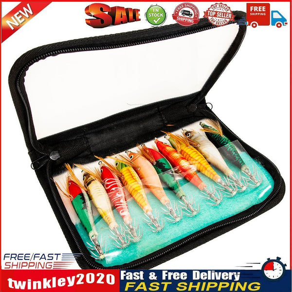 10pcs Bionic Shrimp Baits Set w/ Double-Layer Hooks for Cuttlefish Fishing Newly