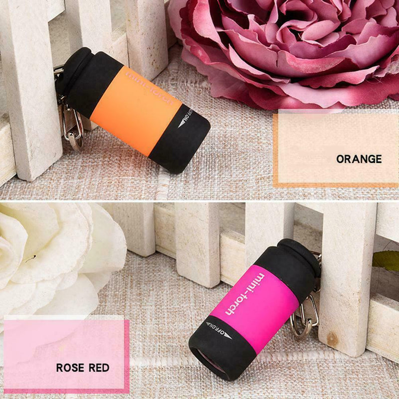 12PCS Pocket LED Torch Lamp USB Rechargeable Mini Keychain Camping Flashlight