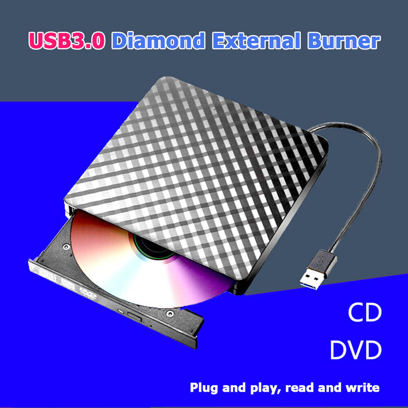 Portable USB3.0 External DVD Burner CD/DVD ROM CD RW Player Optical Drive Writer