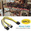 10pcs 8Pin Female to 2x8Pin(6+2) Male GPU Power Cable PCI-E Splitter Cord