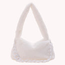 Casual Shoulder Bag Soft Fluffy Lady Tote Handbag Thick Chain Travel Daily Purse