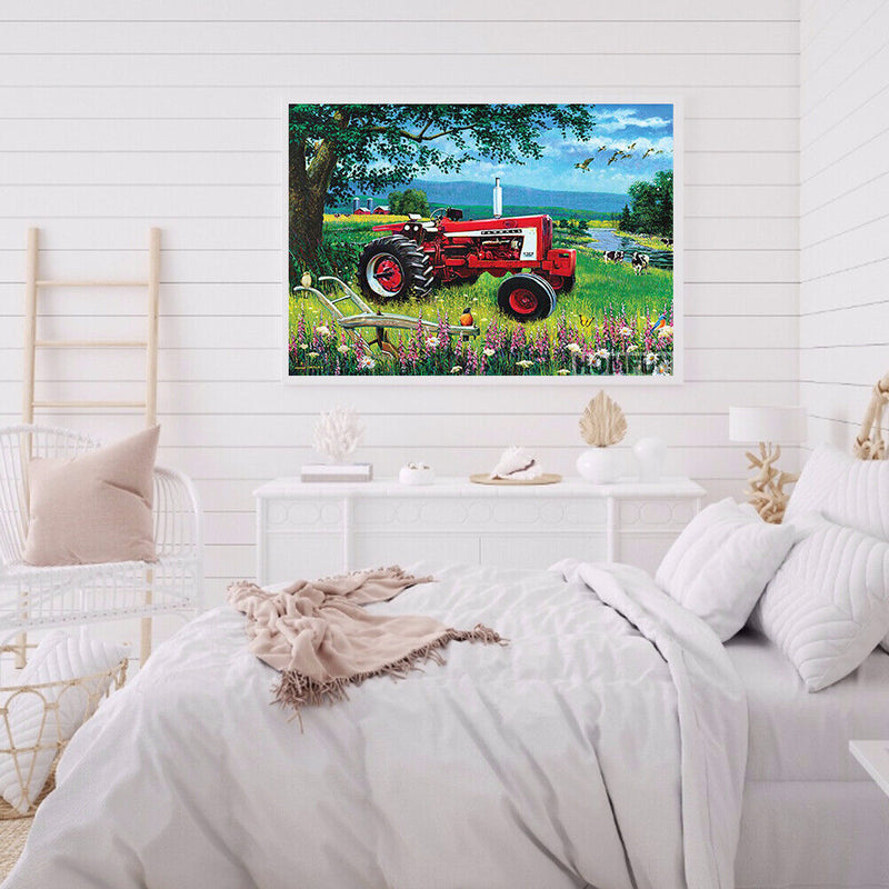 5D DIY Diamond Painting Field Car Full Round Home Decor Rhinestone Wall Drawing