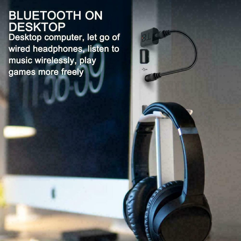 USB Bluetooth 5.0 Audio Adapter Transmitter Receiver Speaker U5Z4 AUX Fo B5V2