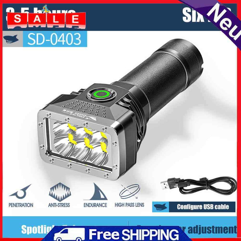 6 LEDs Handheld Lamp USB Charging Flash Light Torch for Camping Hiking Emergency
