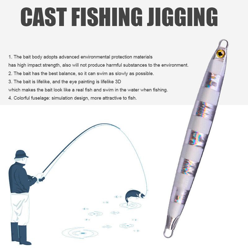 40g Hard Metal Lead Casting Jig Fishing Lure Jigging Luminous Artificial Ba
