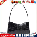 Retro Alligator PU Leather Handbag Women Casual Totes Shoulder Bag (Black)