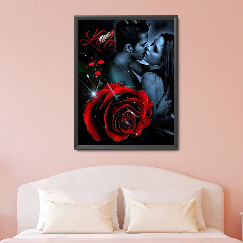 Art Drawing DIY Diamond Painting Kit Rose Lover 5D Full Round Drill Ornaments