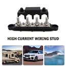 4 Post Power Distribution Block Bus Bar High Current Wiring Stud (M8 Black)
