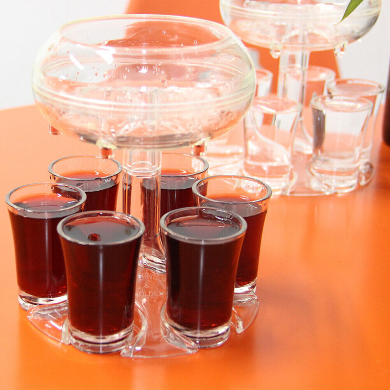 6 Shot Glass Wine Whisky Beer Dispenser Holder for Home Party (Transparent)
