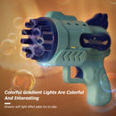 Bubble Guns Toys 12 Holes Electric Bubbles Machine for Kids Play (Blue)