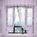 2pcs 200x100CM Floral Printed Tulle Voile Window Curtain ?Purple ?