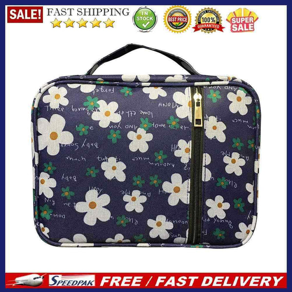 Floral Print Oxford Cloth Bible Cover Zipper Travel Waterproof Makeup Organizer