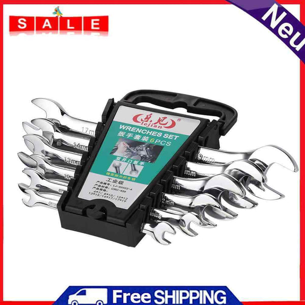6pcs Wrench Kit Dual Open End Ratchet Combination Repair Spanners Hand Tool Set
