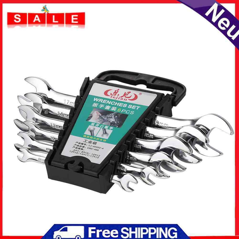 6pcs Wrench Kit Dual Open End Ratchet Combination Repair Spanners Hand Tool Set