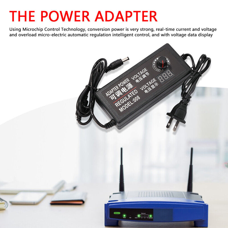 72W Display Adjustable DC Voltage Regulated Power Supply Adapter (US Plug)