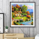 5D DIY Full Round Drill Relaxing Village Diamond Painting Cross Stitch Mosa