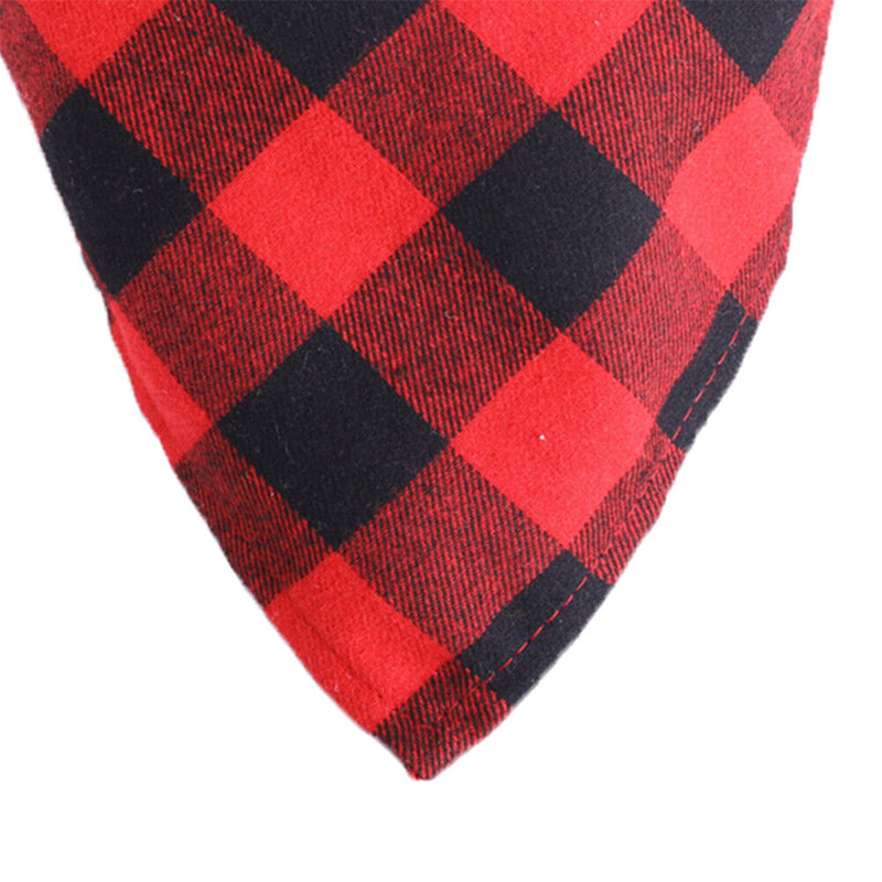 Pet Neckerchief Dog Plaid Triangle Scarf Collar Saliva Towel (Red Black) Newly
