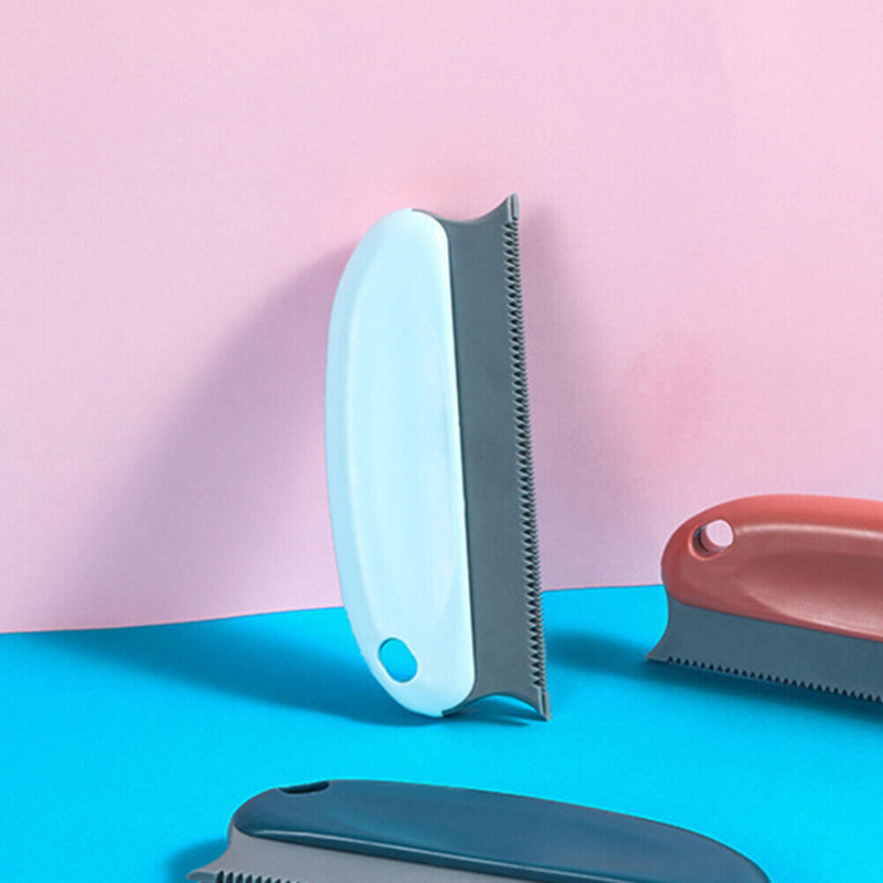 Dog Cat Pet Hair Remover Manual Cleaning Brush for Carpet Beds (Light Blue)