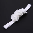 Baby Three Flowers Headband Ribbon Hair Bands Handmade DIY Headwear(White)