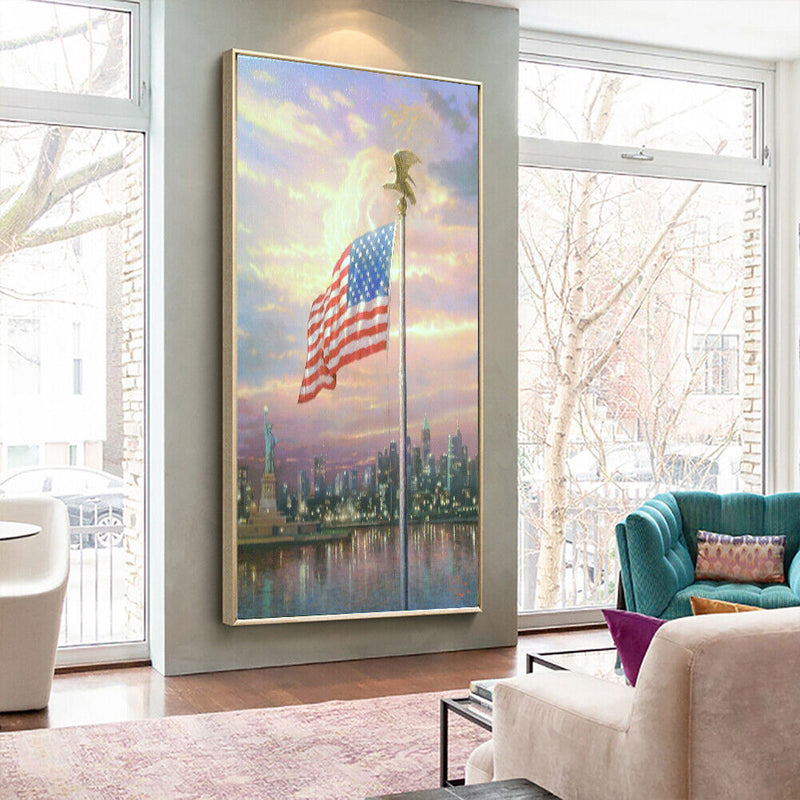 Diamond Painting Full Round Drill American Flag Rhinestone Modern Handmade Cr