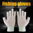 3 Fingers Cut Fishing Gloves Anti-Slip Sunscreen Angling Gloves (White)