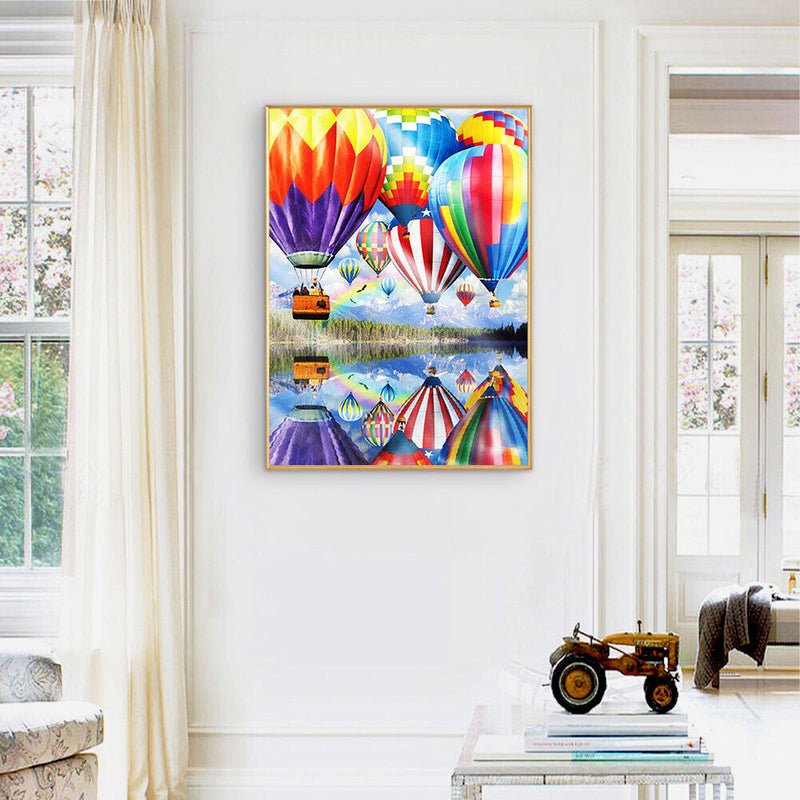 Hot Air Balloons Oil Paint By Numbers DIY Handpainted on Canvas Wall Picture Kit