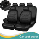 Black Leather 5-Sits Car Seat Covers Front Rear Full Interior Cushion 9Pcs
