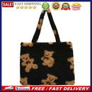Casual Shoulder Top-handle Bag Plush Cute Bear Printed Handbag Women Street Tote
