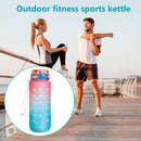 1000ml Sports Water Bottle Time Marker Outdoor Portable Cups (Red Lid) Newly