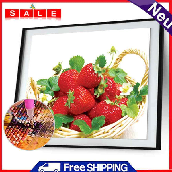 A Basket of Strawberries 5D DIY Diamond Painting Cross Stitch Rhinestone Embroidery Meuse